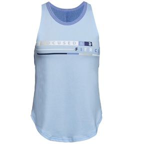 Under Armour Heat Gear Girls Youth Blue Racerback Tank Top /"Don/'t Sweat It/"